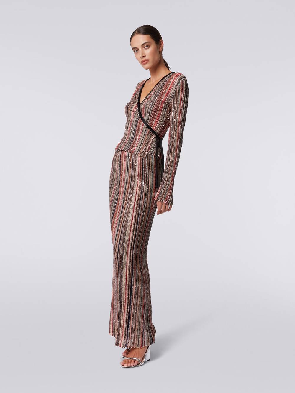 Missoni Gonna lunga plissée a righe verticali con paillettes Pezzi Unici
