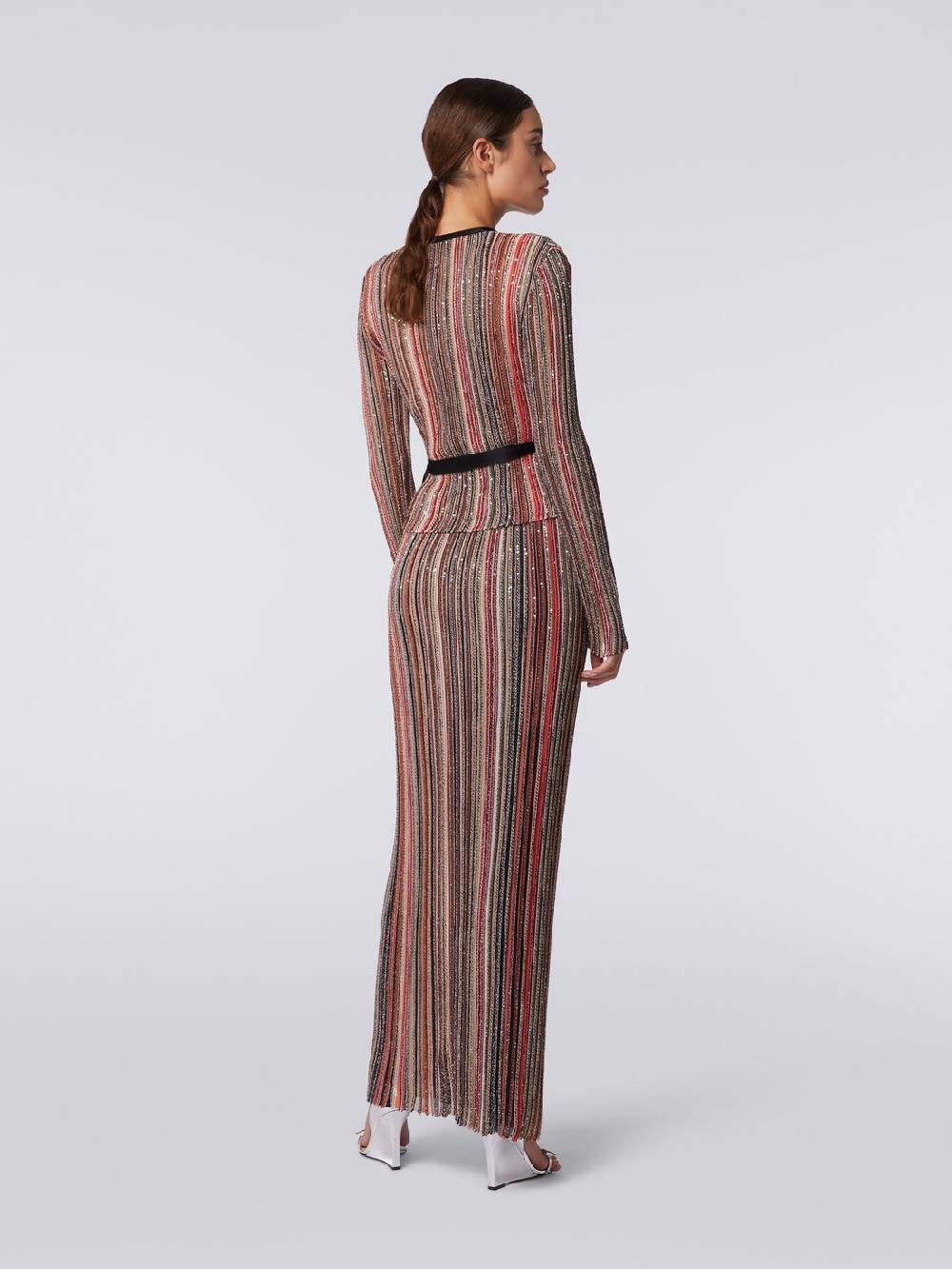 Missoni Gonna lunga plissée a righe verticali con paillettes Pezzi Unici