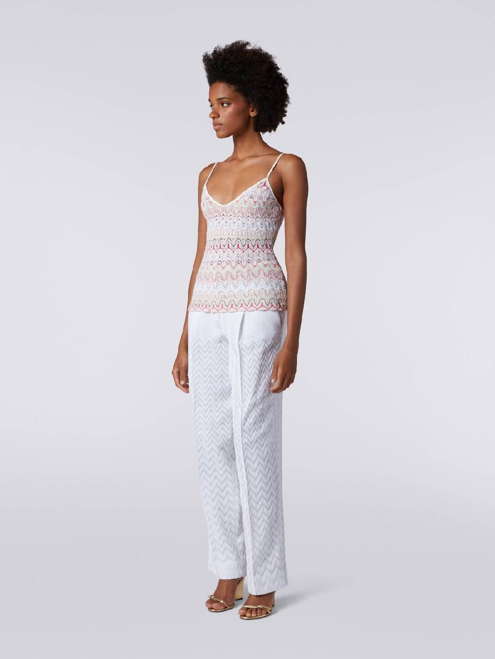 Missoni Top con scollatura a V e spalline in misto viscosa a onde effetto pizzo Qualità Garantita