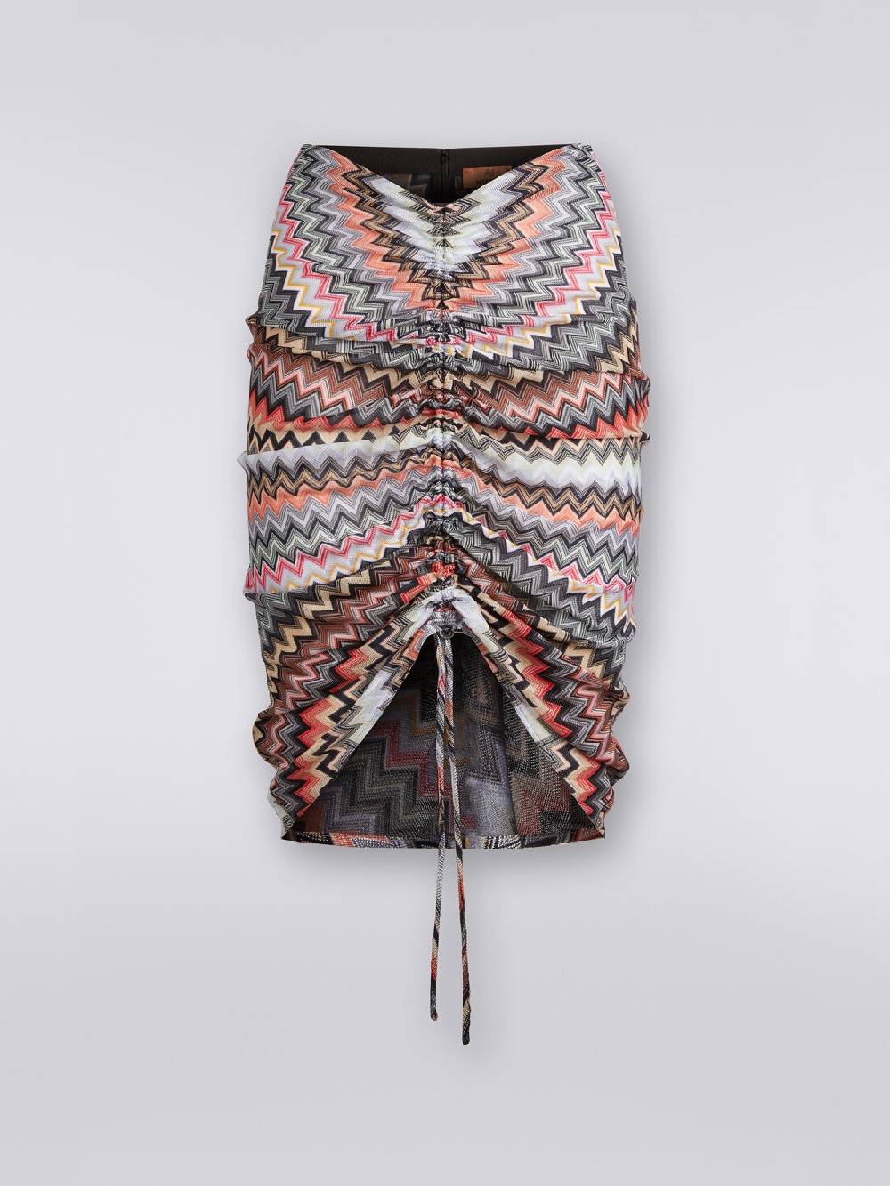 Missoni Gonna midi in cotone e viscosa zig zag con arricciatura Promozione Limitata