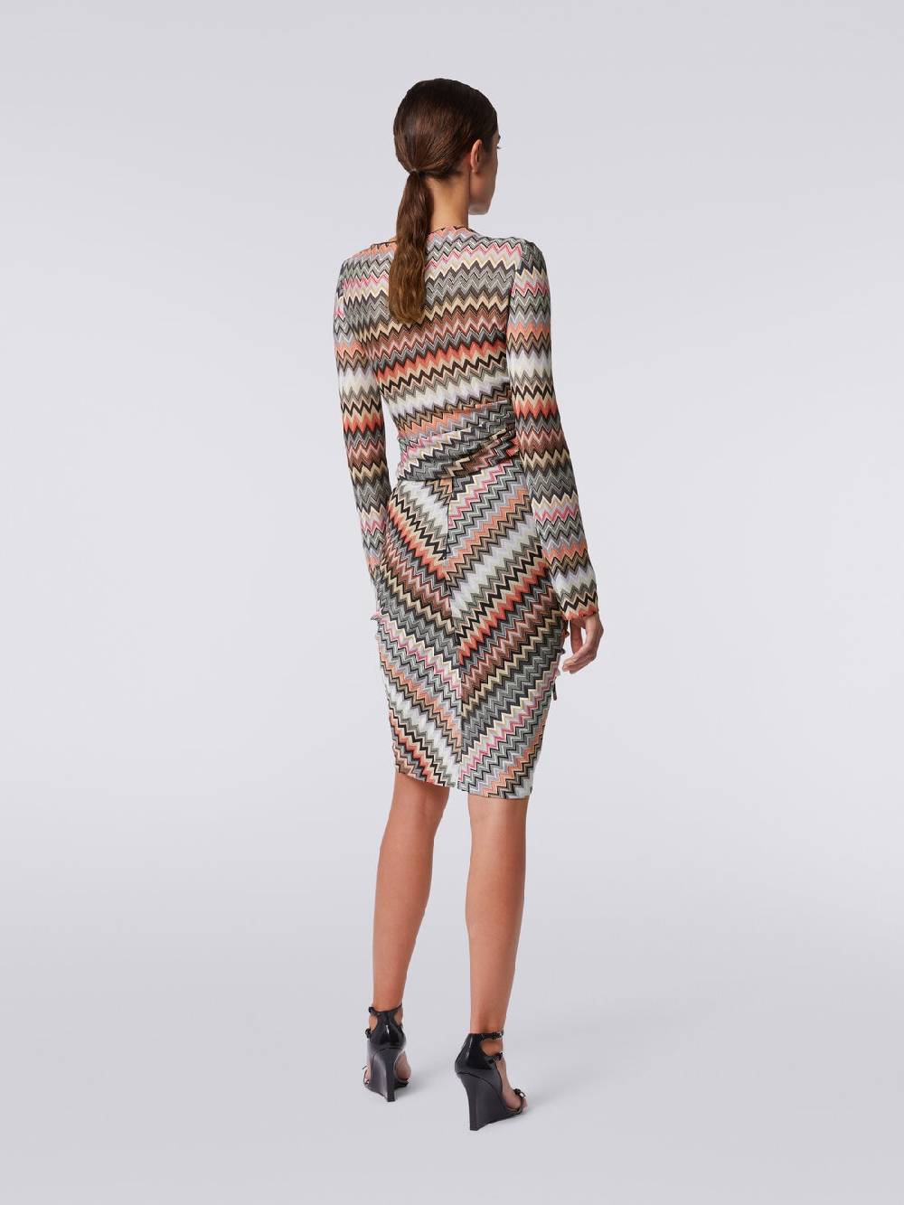 Missoni Gonna midi in cotone e viscosa zig zag con arricciatura Promozione Limitata