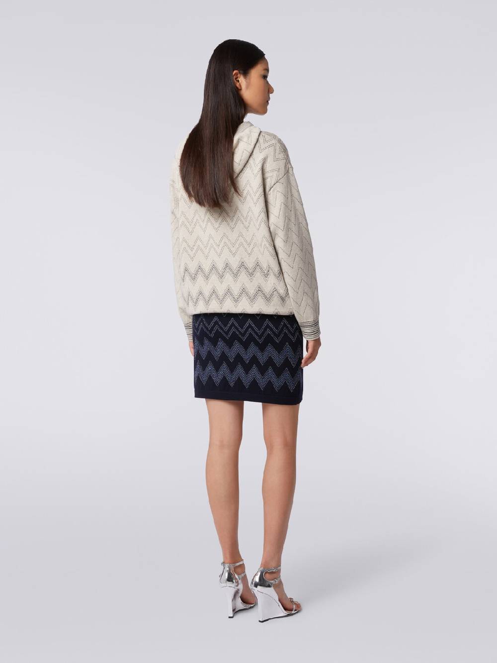 Missoni Minigonna in lana e viscosa zig zag con lurex Prezzo Ridotto