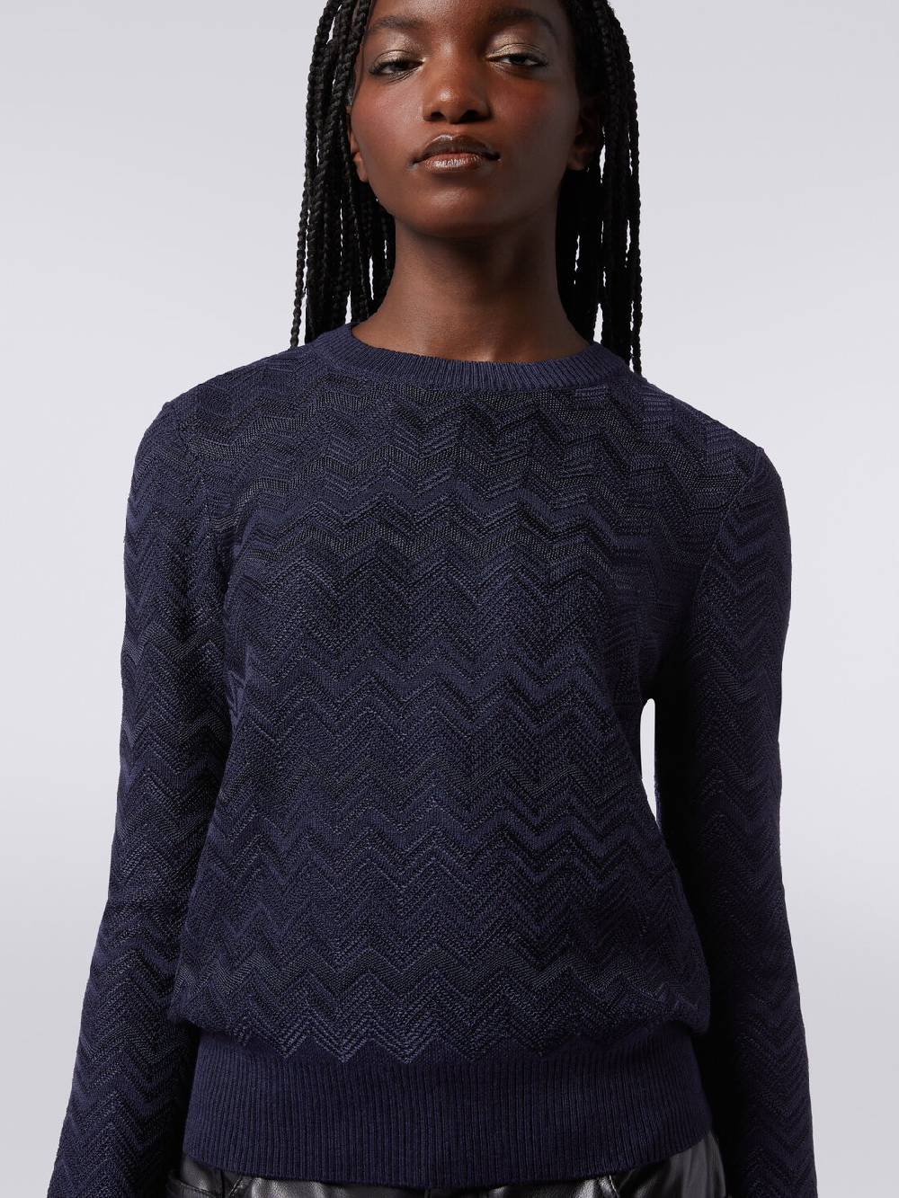 Missoni Pullover girocollo in viscosa e lana chevron Sottocosto