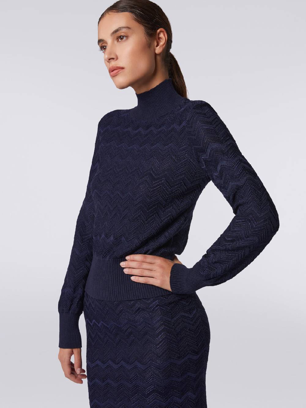 Missoni Pullover a collo alto in viscosa e lana chevron Convenienza
