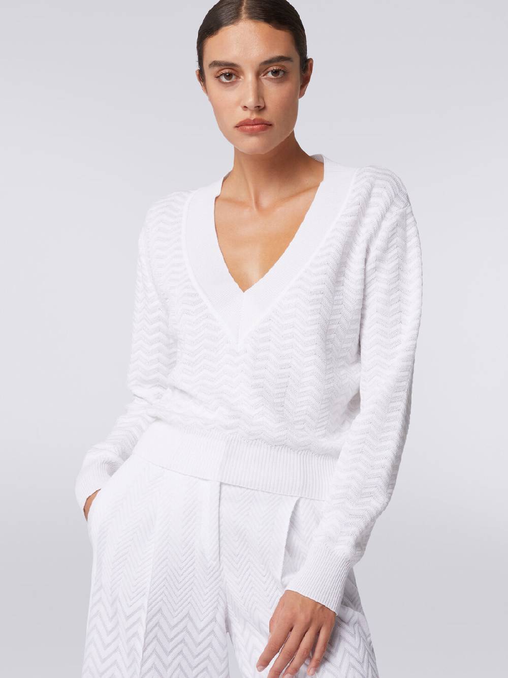 Missoni Pullover con scollatura a V in maglia zig zag Sconto