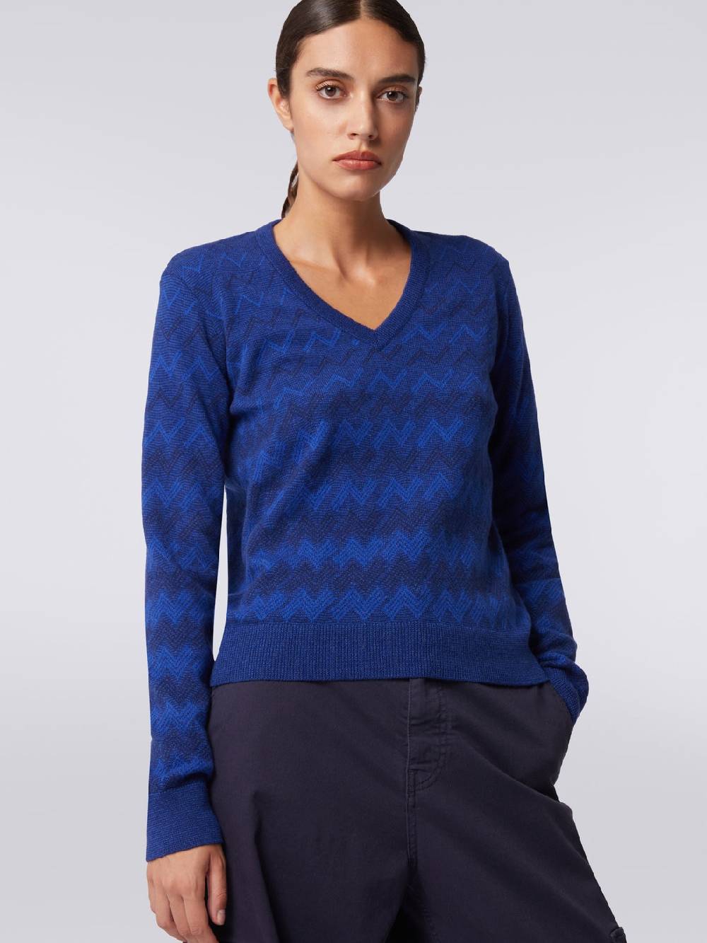 Missoni Pullover con scollo a V in cachemire con zig zag Saldi