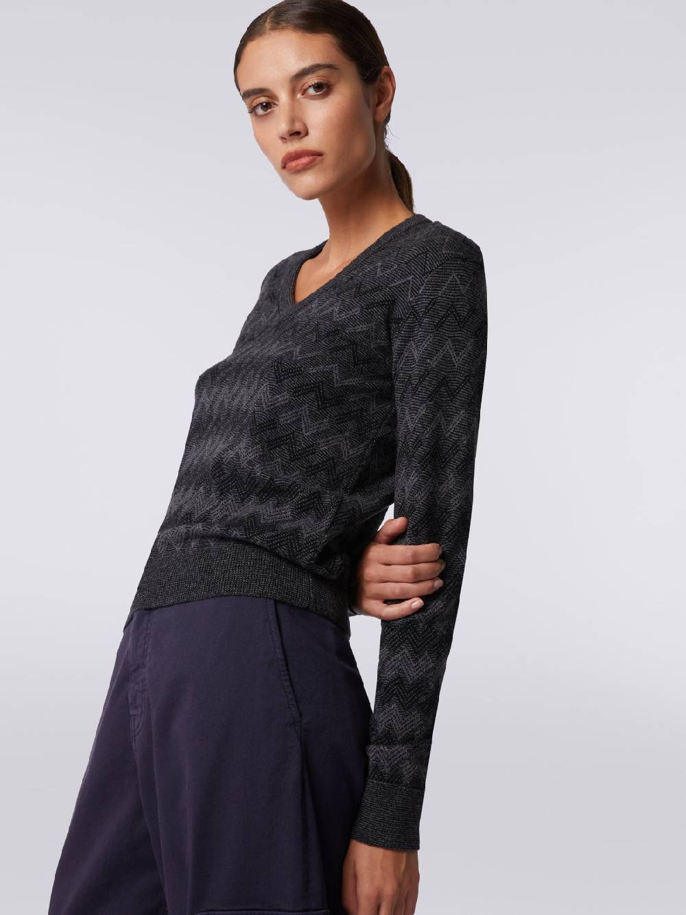 Missoni Pullover con scollo a V in cachemire con zig zag Offerte