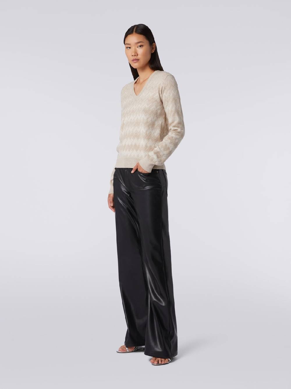 Missoni Pullover con scollo a V in cachemire con zig zag Vendita Calda