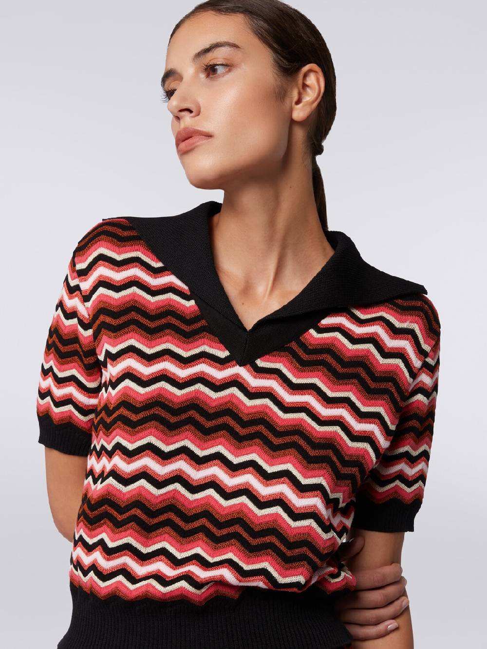 Missoni Maglia a maniche corte chevron con profili a contrasto Saldi Di Fabbrica