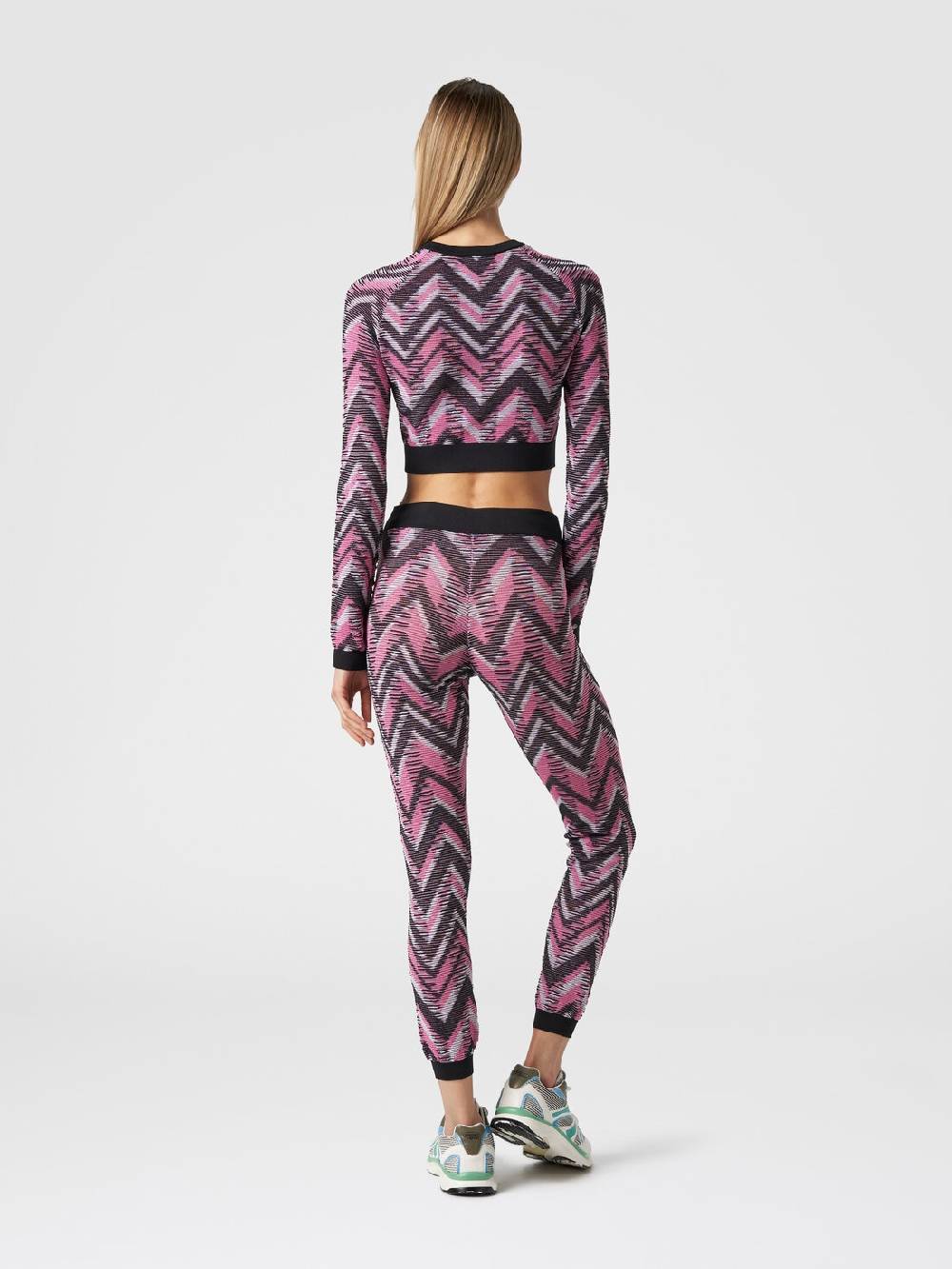 Missoni Crop top a maniche lunghe in maglia chevron con logo I Più Venduti