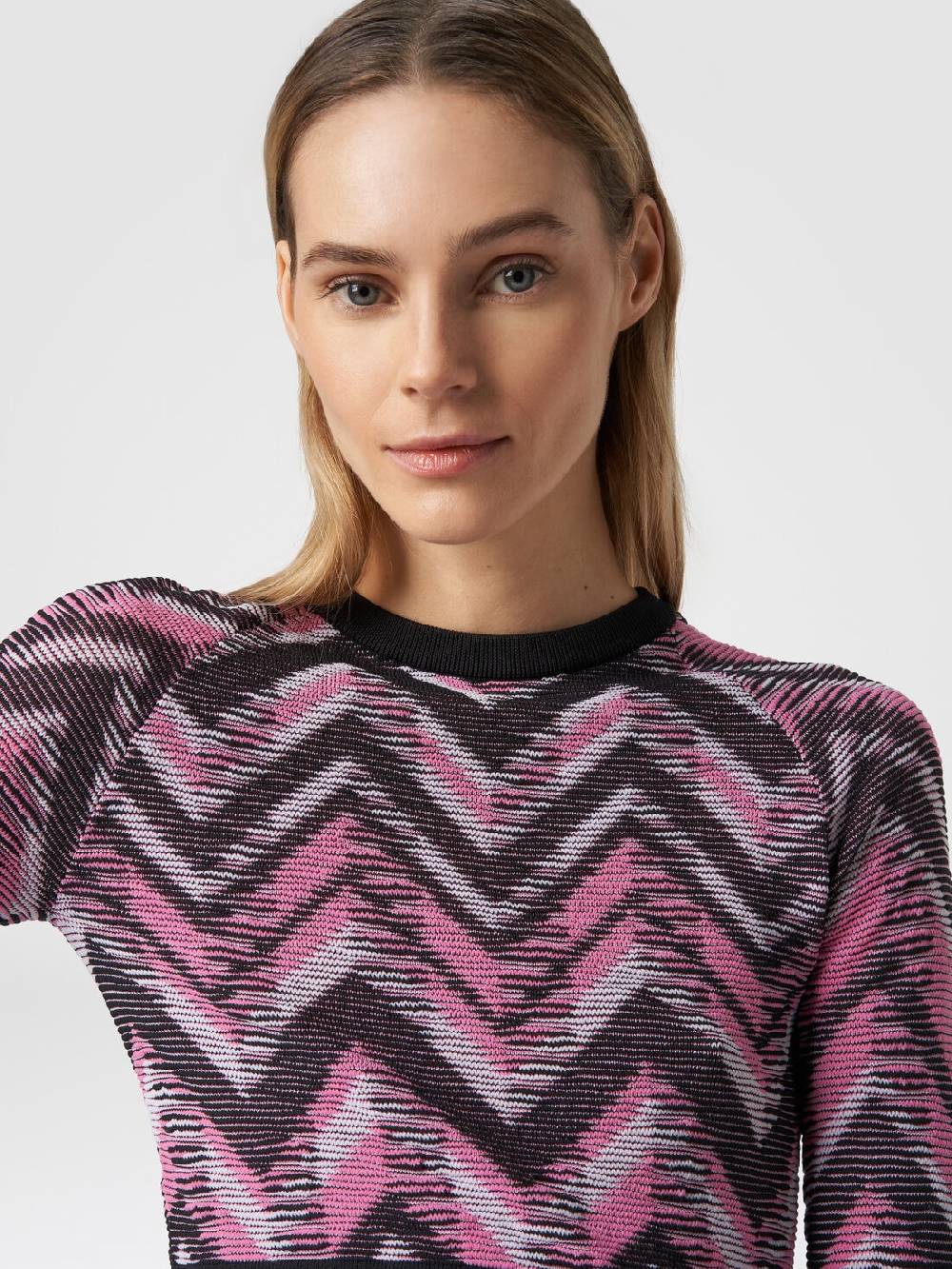 Missoni Crop top a maniche lunghe in maglia chevron con logo I Più Venduti