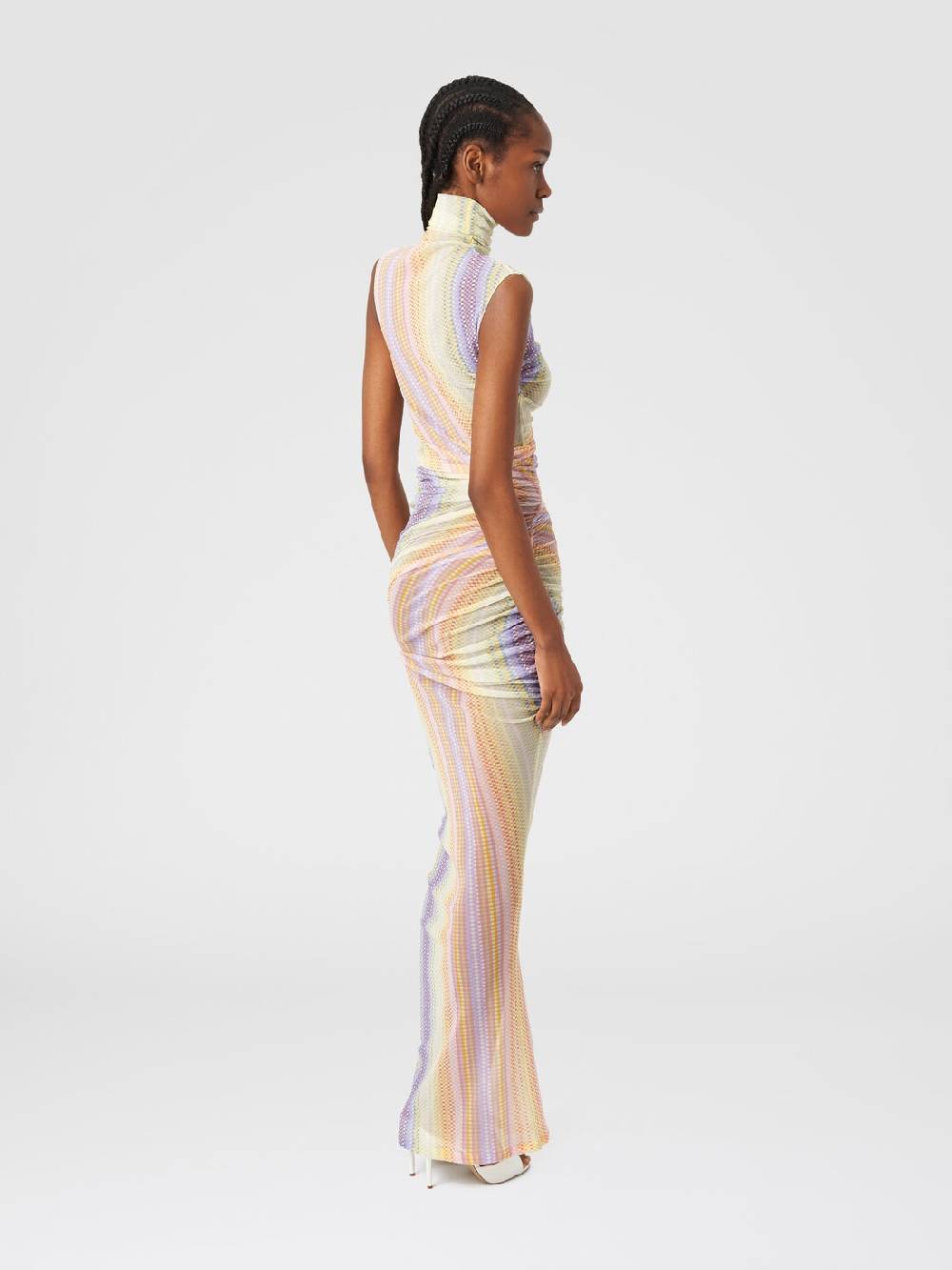 Missoni Abito lungo a collo alto in tulle con arricciature laterali Offerta speciale
