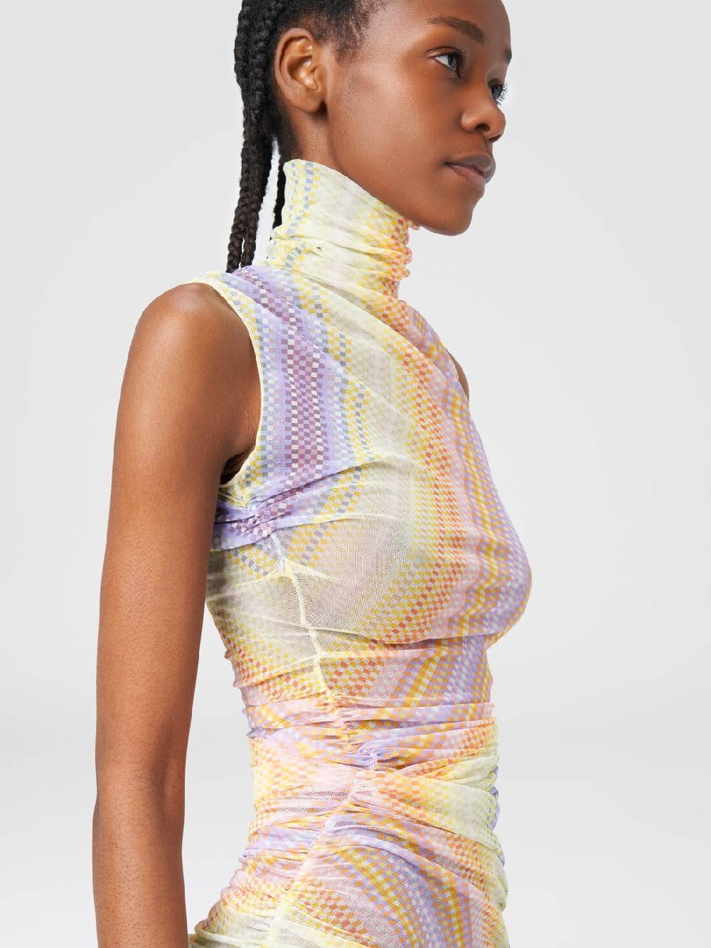 Missoni Abito lungo a collo alto in tulle con arricciature laterali Offerta speciale