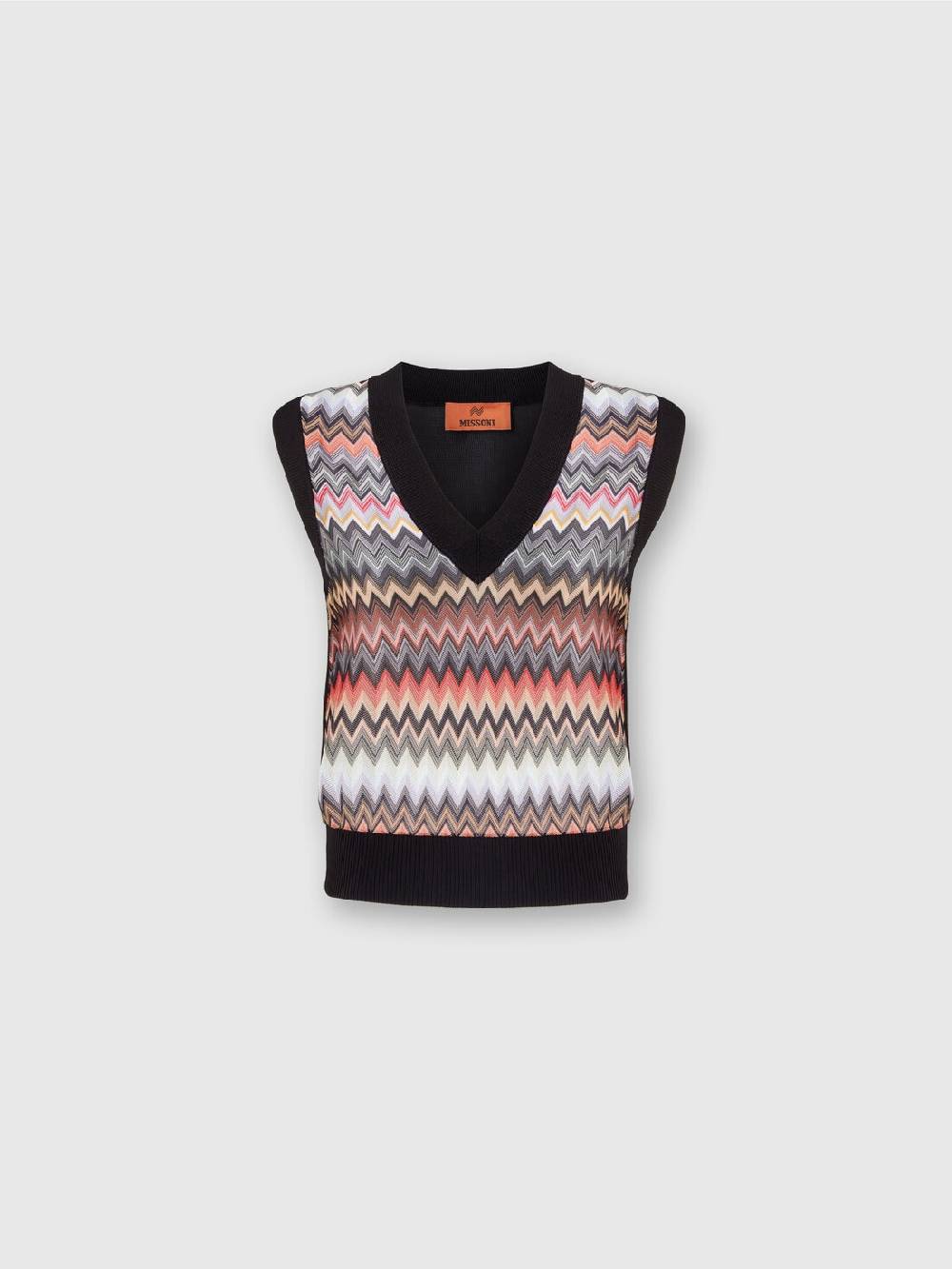 Missoni Gilet in maglia di viscosa zig zag con profili a contrasto Italy