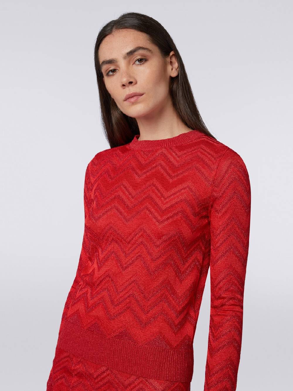 Missoni Maglia girocollo in misto viscosa zig zag con lurex Nuovo