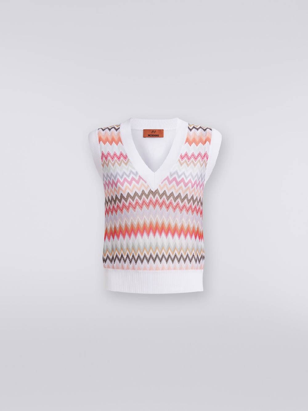 Missoni Gilet in maglia di viscosa zig zag con profili a contrasto Vendite stagionali