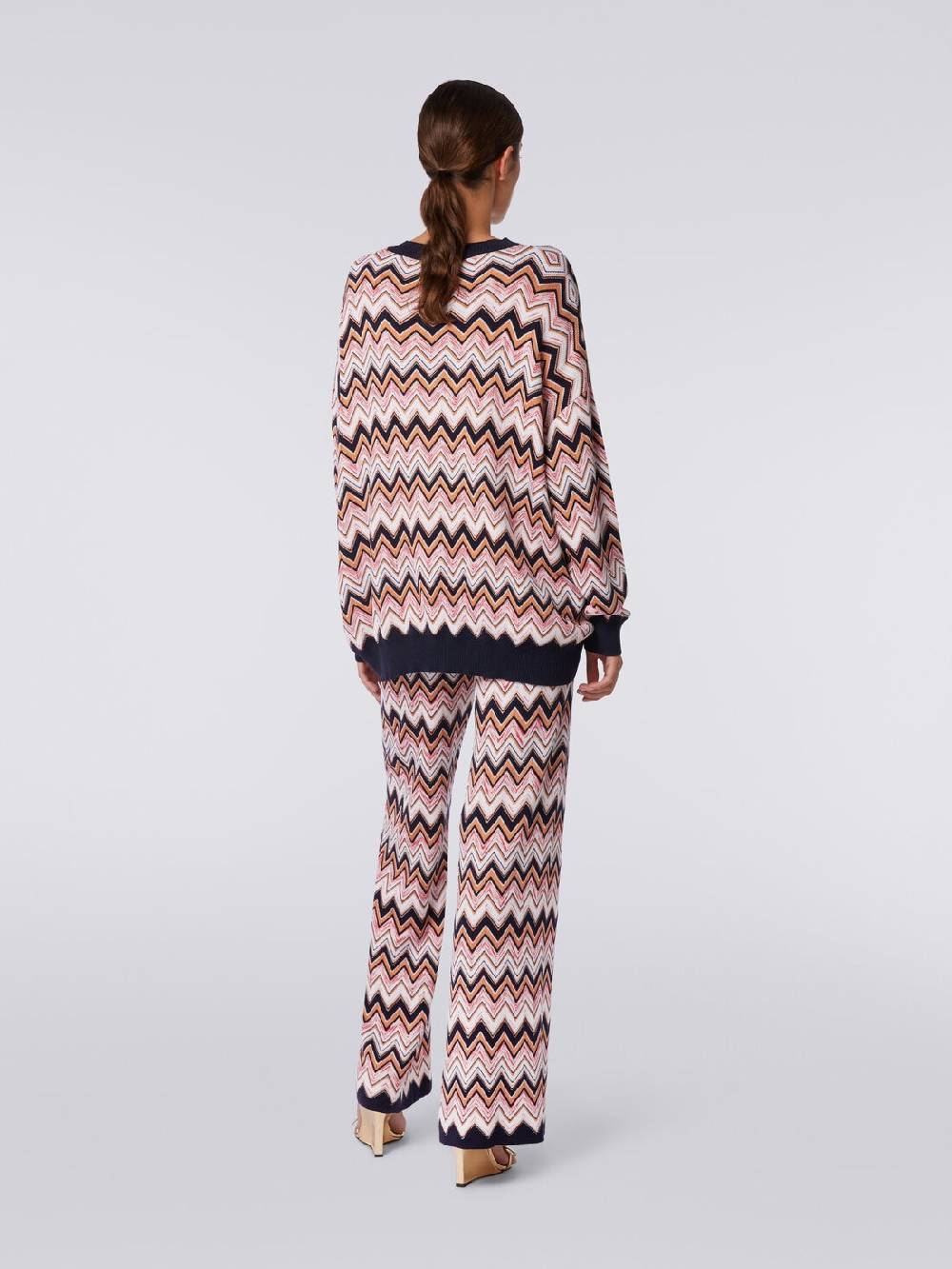 Missoni Pantaloni a palazzo in lana e viscosa chevron Promozione