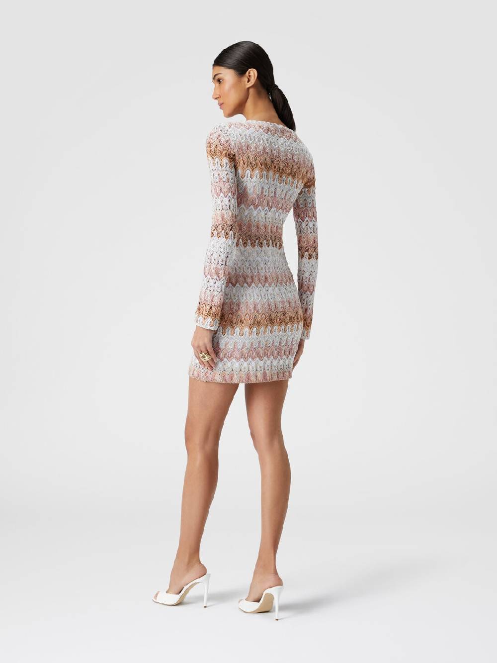 Missoni Mini-abito a maniche lunghe in misto viscosa motivo a onde Smaltimento dello stoccaggio