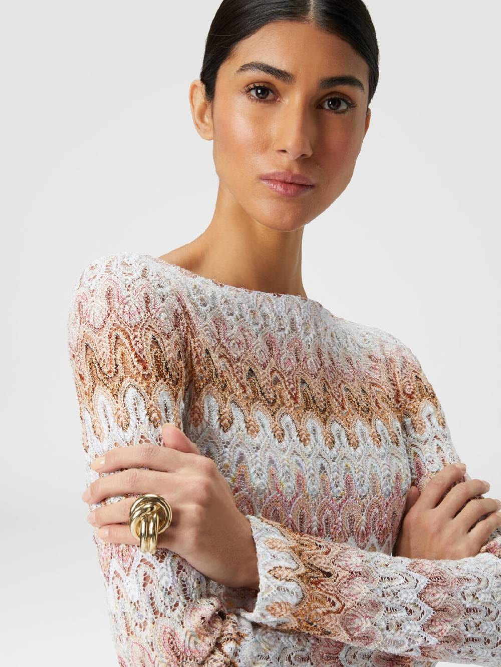 Missoni Mini-abito a maniche lunghe in misto viscosa motivo a onde Smaltimento dello stoccaggio