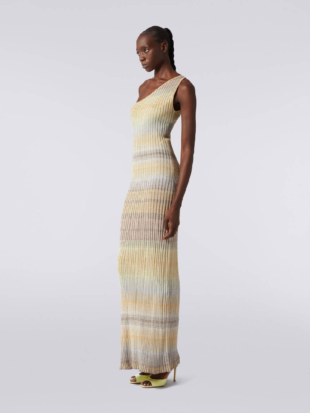 Missoni Abito lungo monospalla a costine con lurex Promozione Limitata