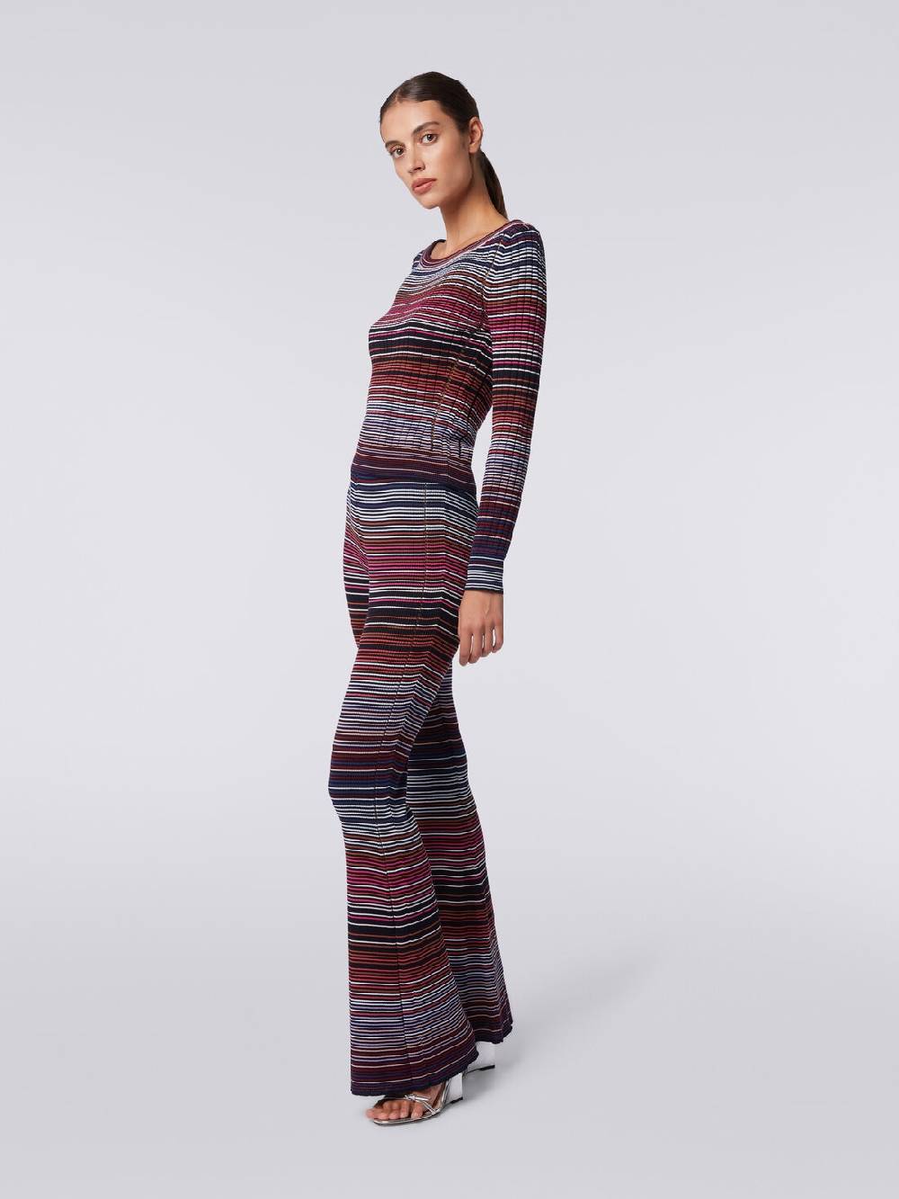Missoni Pantaloni flare in maglia di cotone e viscosa a righe Shopping Online
