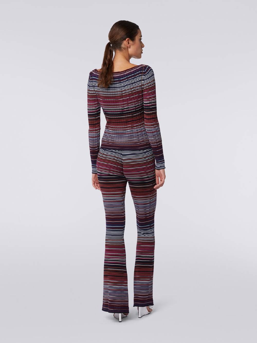 Missoni Pantaloni flare in maglia di cotone e viscosa a righe Shopping Online