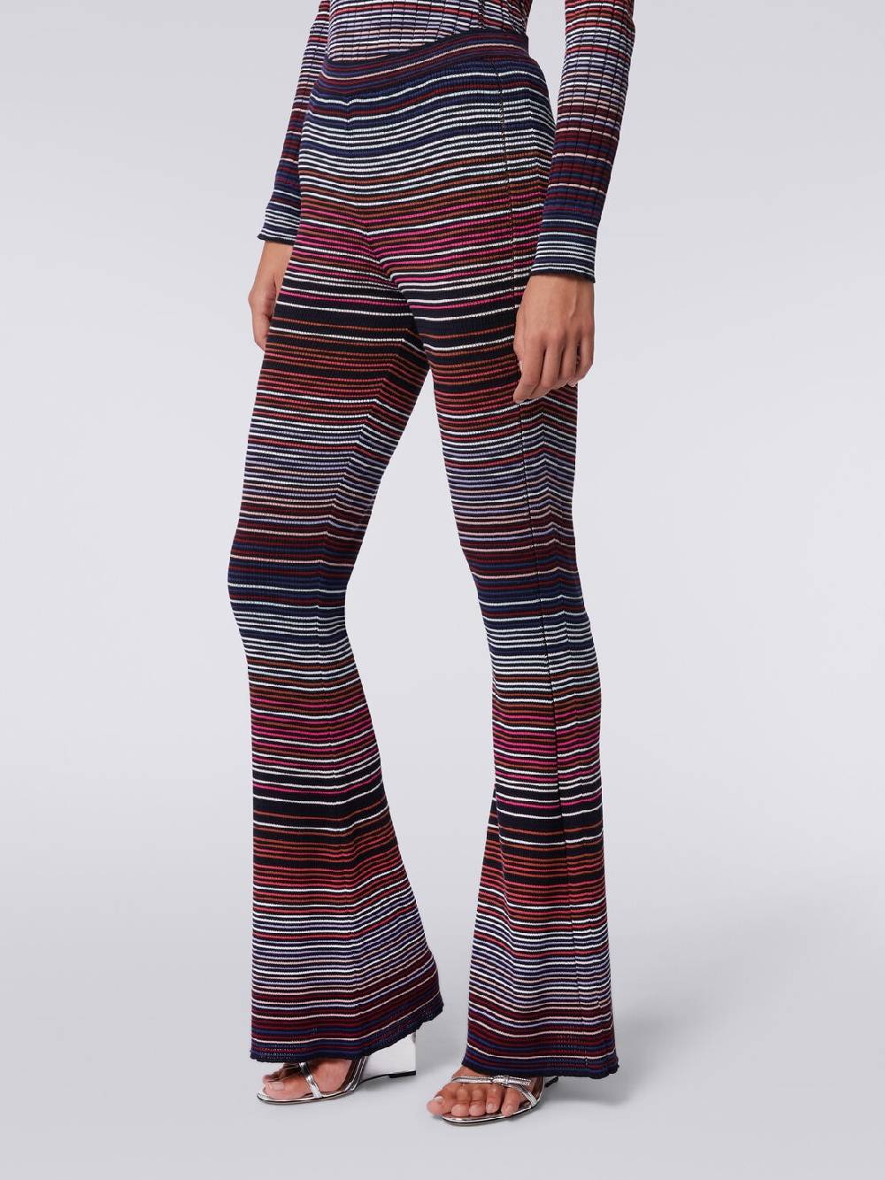 Missoni Pantaloni flare in maglia di cotone e viscosa a righe Shopping Online