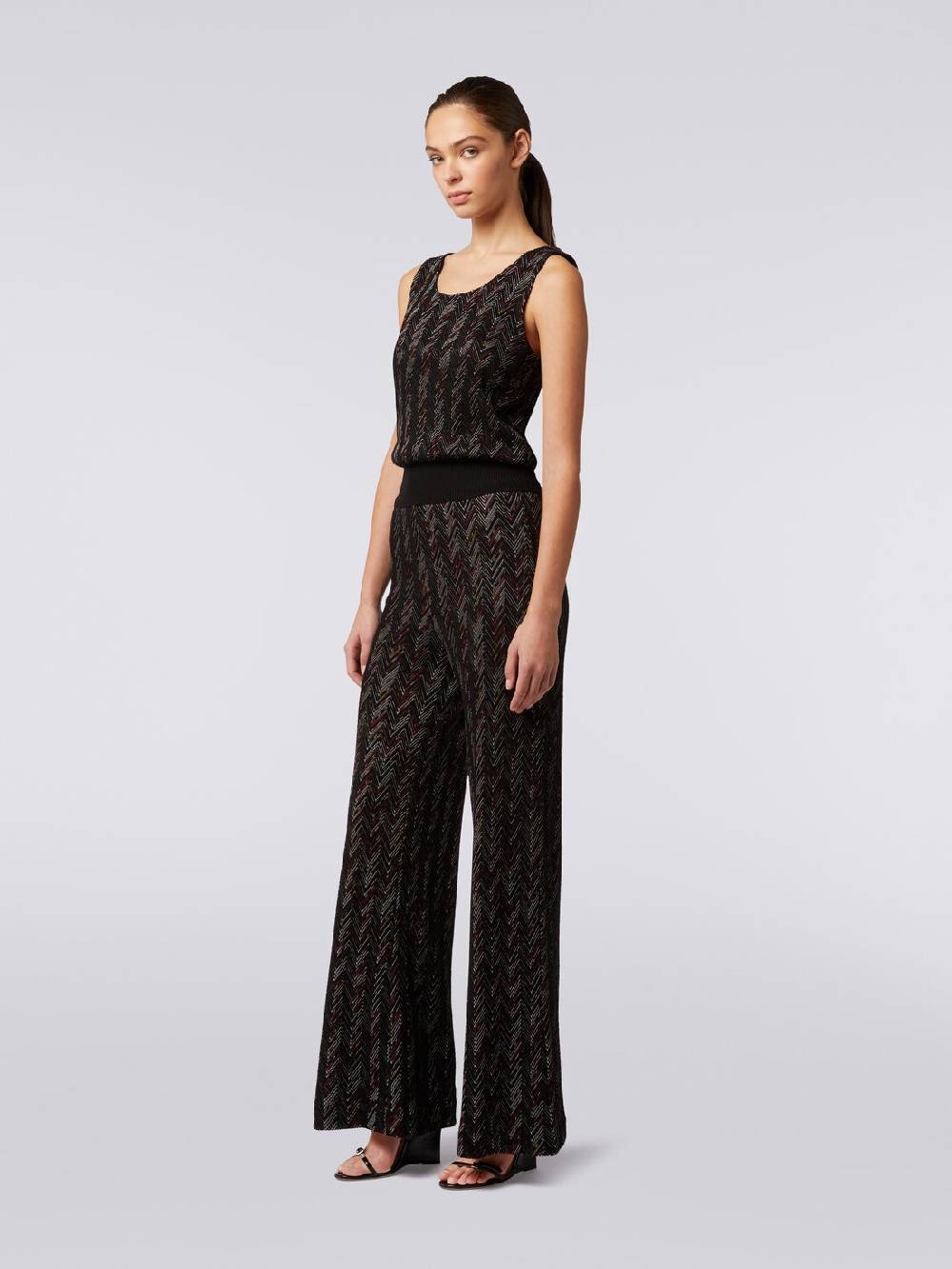 Missoni Pantaloni a palazzo in lana e viscosa zig zag Economico
