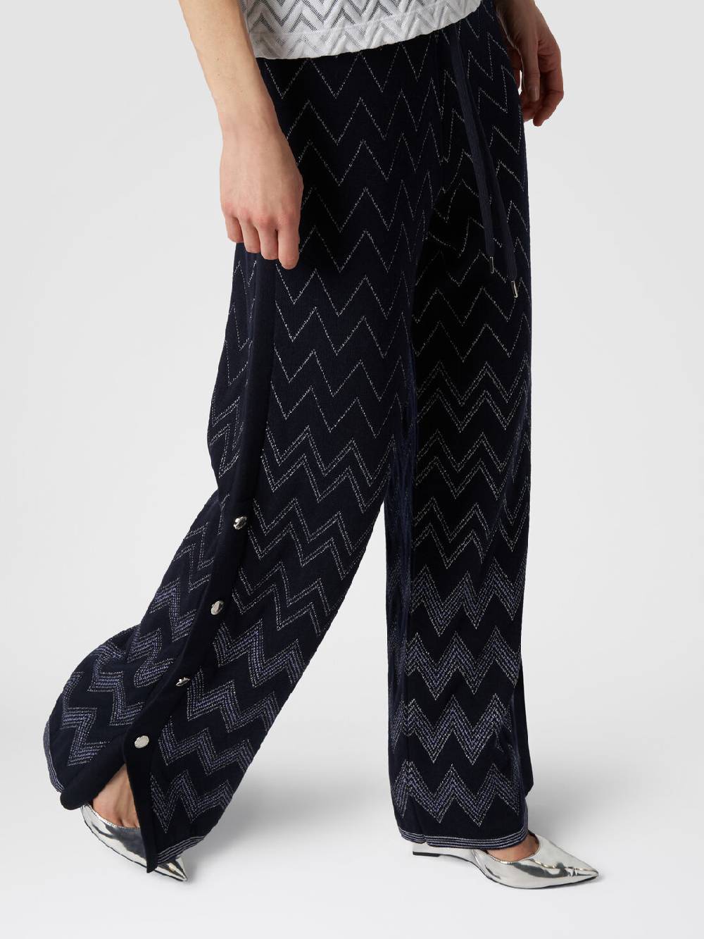 Missoni Joggers in lana e viscosa zig zag con lurex Saldi Di Fabbrica