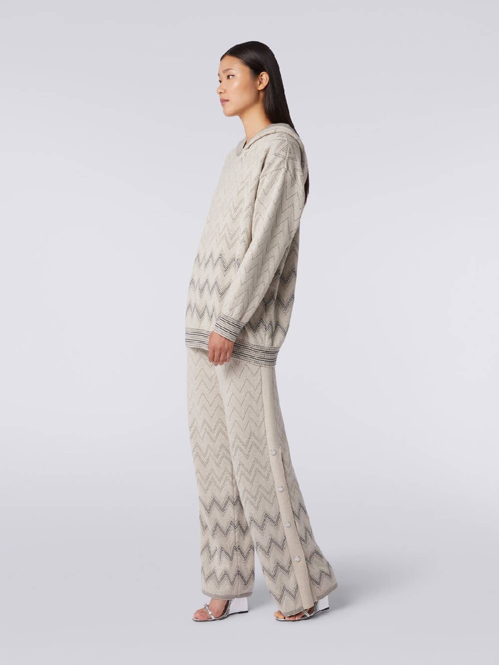 Missoni Joggers in lana e viscosa zig zag con lurex Nuova