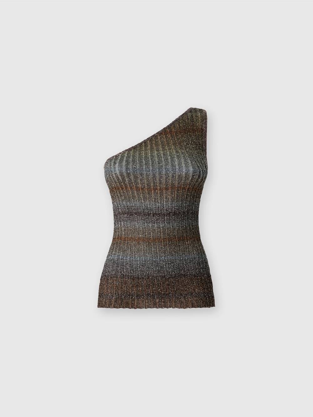 Missoni Top monospalla in viscosa lamé a costine Italy