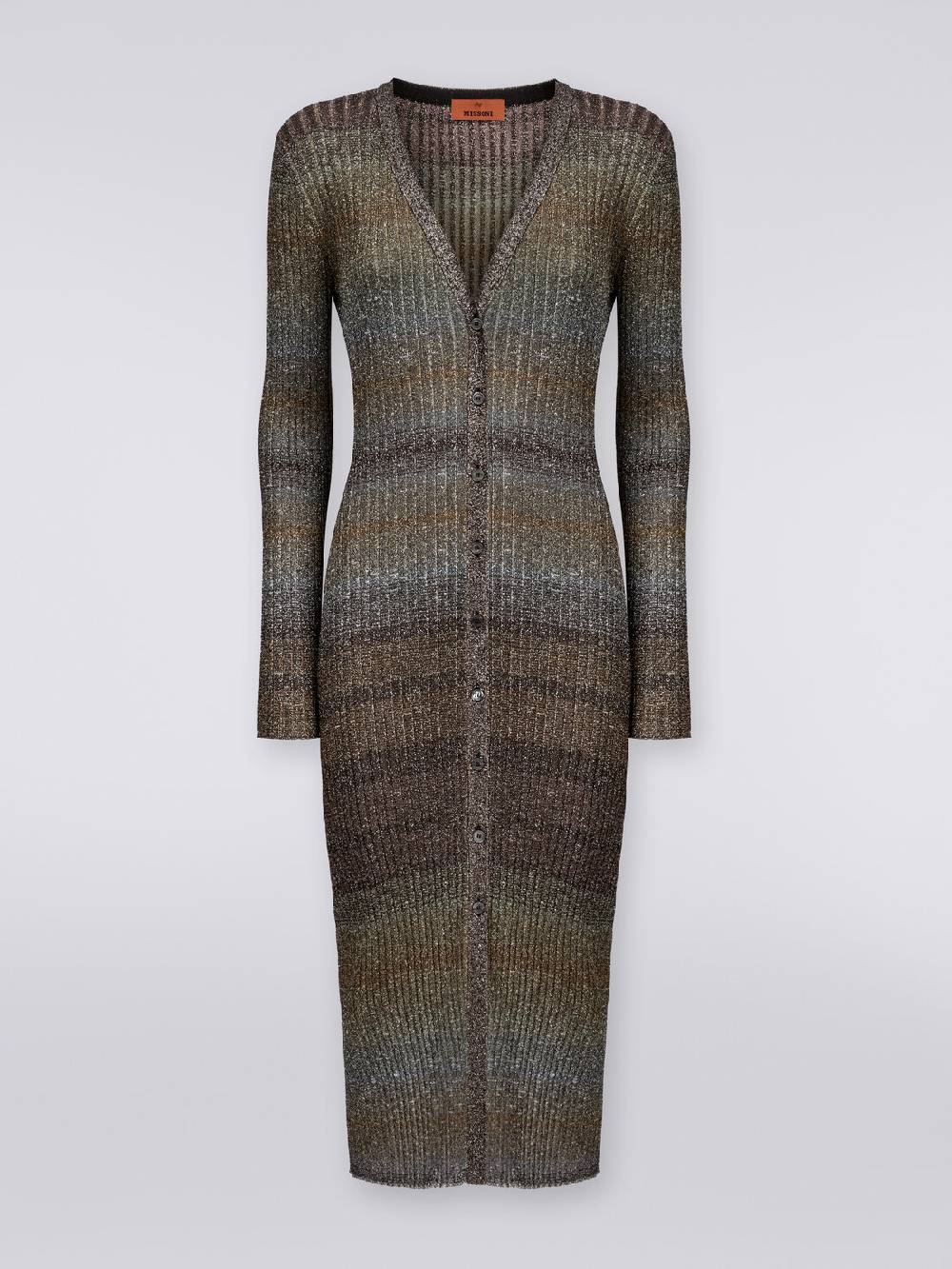 Missoni Cardigan lungo in viscosa a costine con lurex Italia