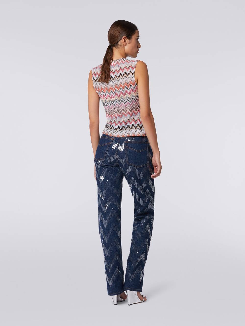 Missoni Canottiera girocollo zig zag con arricciature In Linea