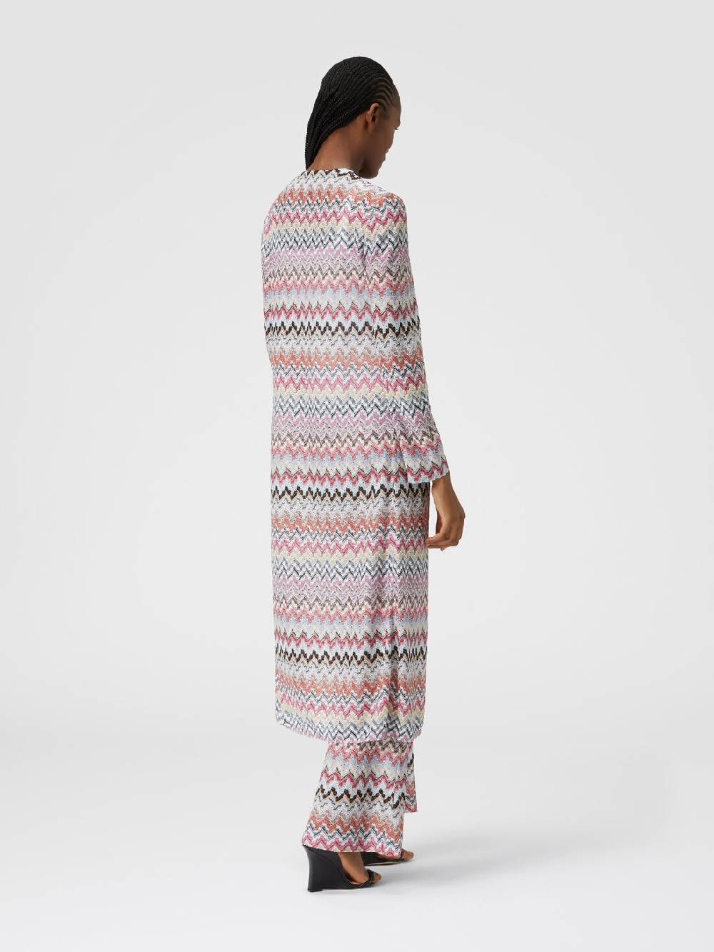Missoni Pantaloni flare in misto viscosa lamé zig zag Nuovo