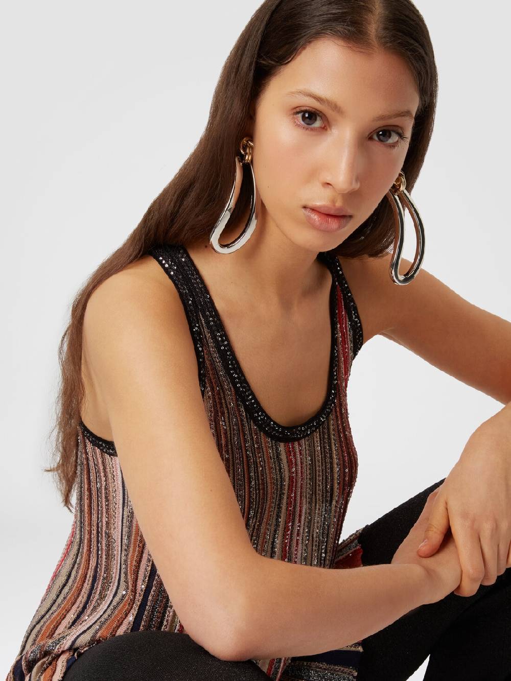 Missoni Canottiera in maglia a righe verticali con paillettes Vendita