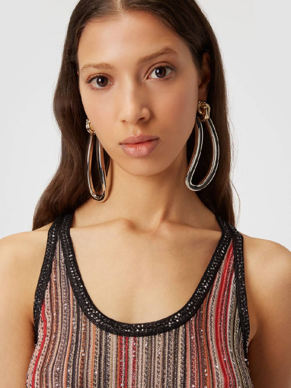 Missoni Canottiera in maglia a righe verticali con paillettes Vendita