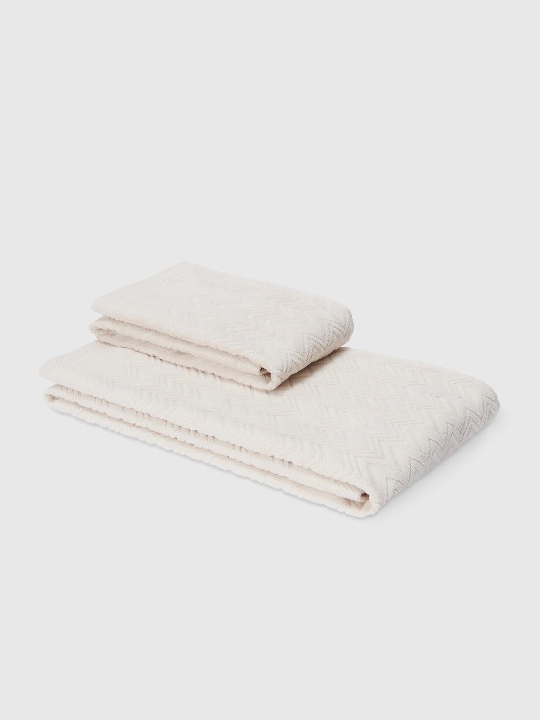 Missoni Set 2 pezzi di asciugamani da bagno Chalk in spugna di cotone zig zag In Linea
