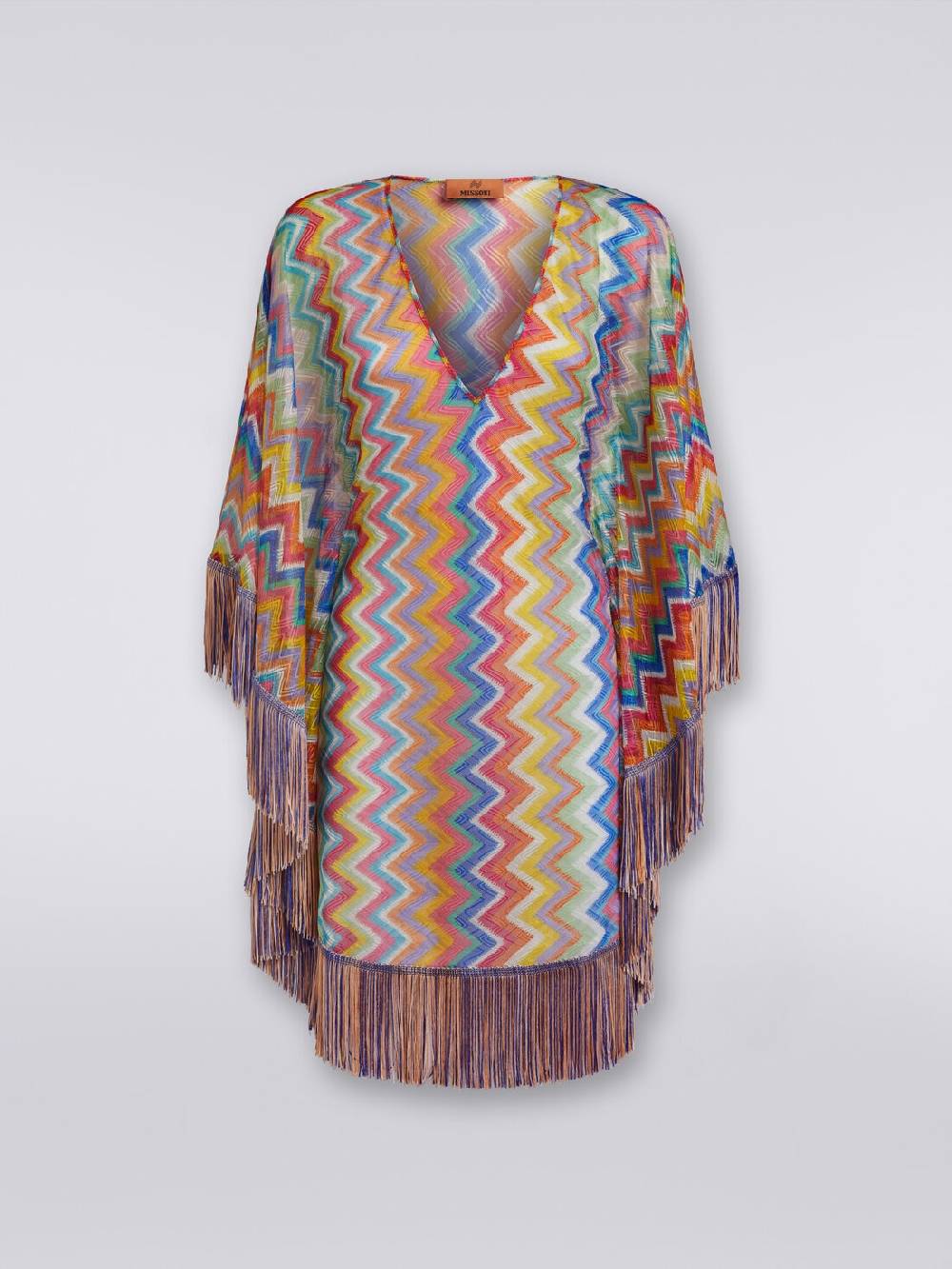 Missoni Caftano copricostume corto stampa zig zag con frange Qualità Garantita