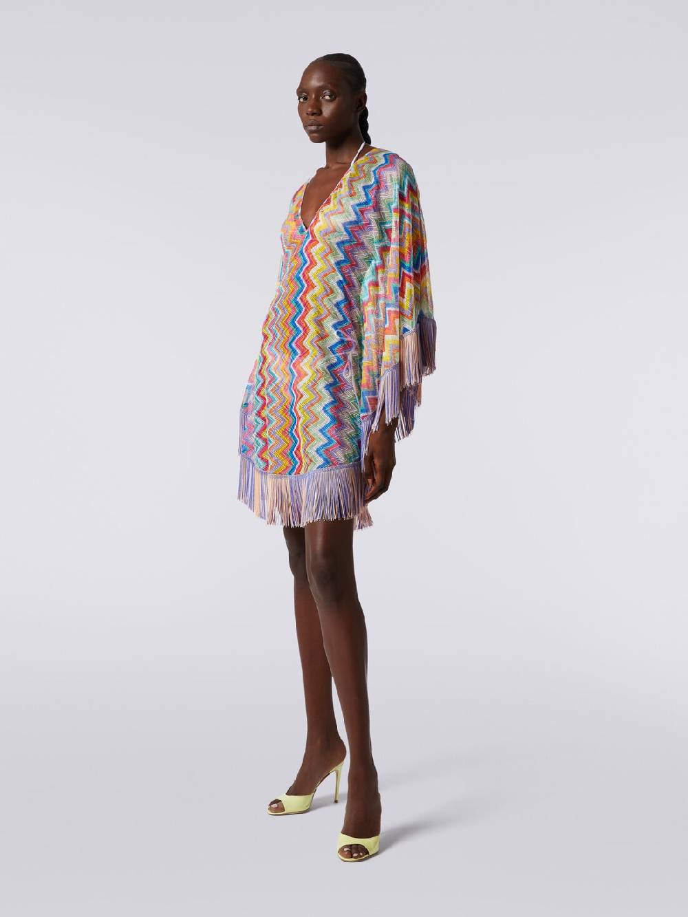 Missoni Caftano copricostume corto stampa zig zag con frange Qualità Garantita