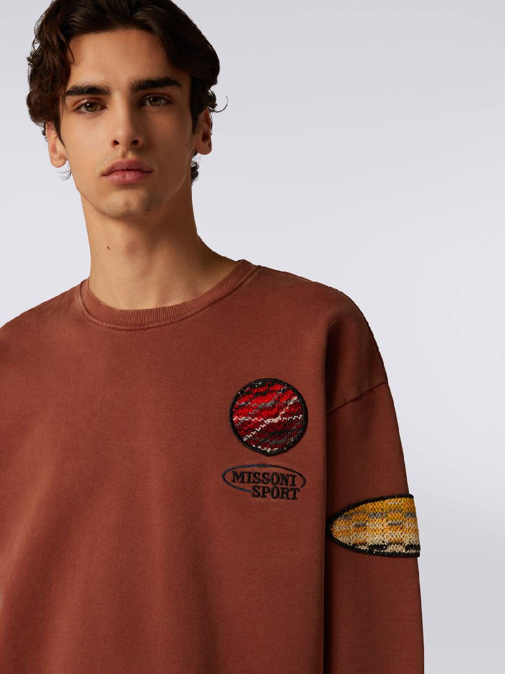 Missoni Pullover girocollo in felpa di cotone con inserto in maglia Promozione Limitata