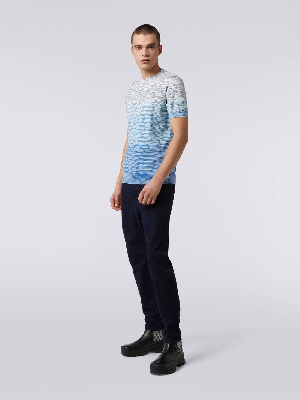 Missoni T-shirt girocollo in cotone fiammato dégradé Fino Al -60%