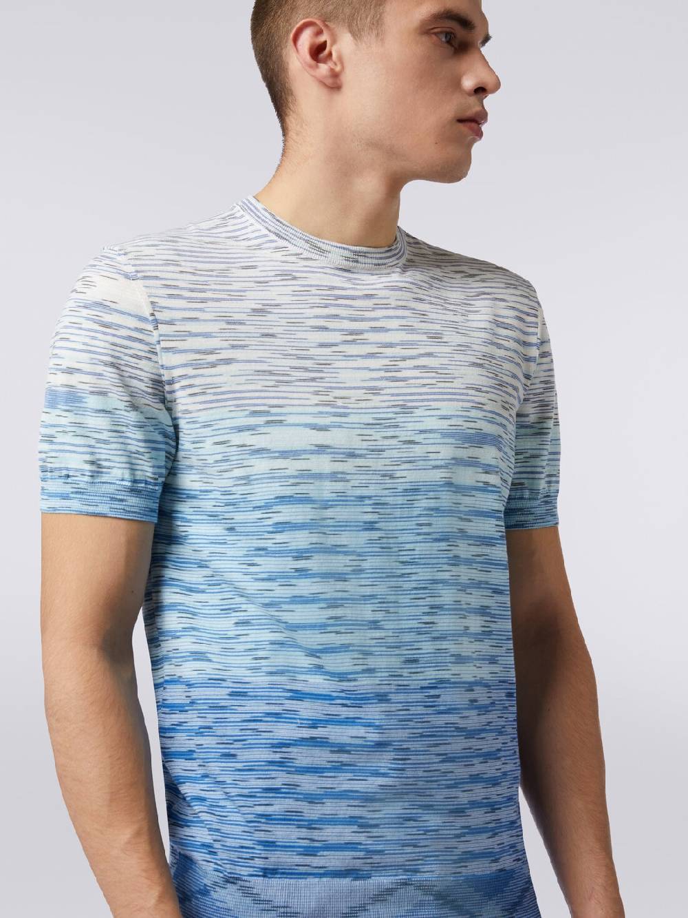Missoni T-shirt girocollo in cotone fiammato dégradé Fino Al -60%