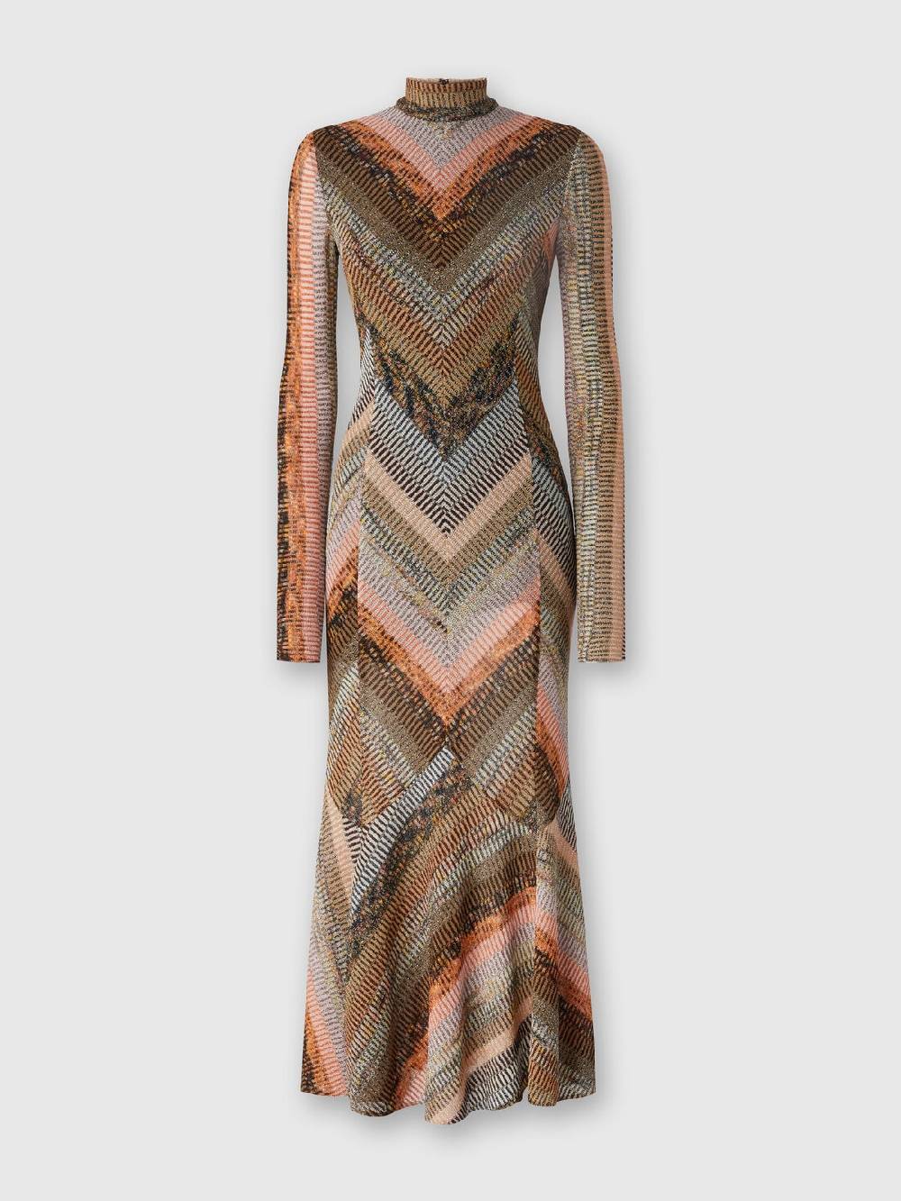 Missoni Abito lungo con fondo svasato e collo a lupetto con zip Sconto