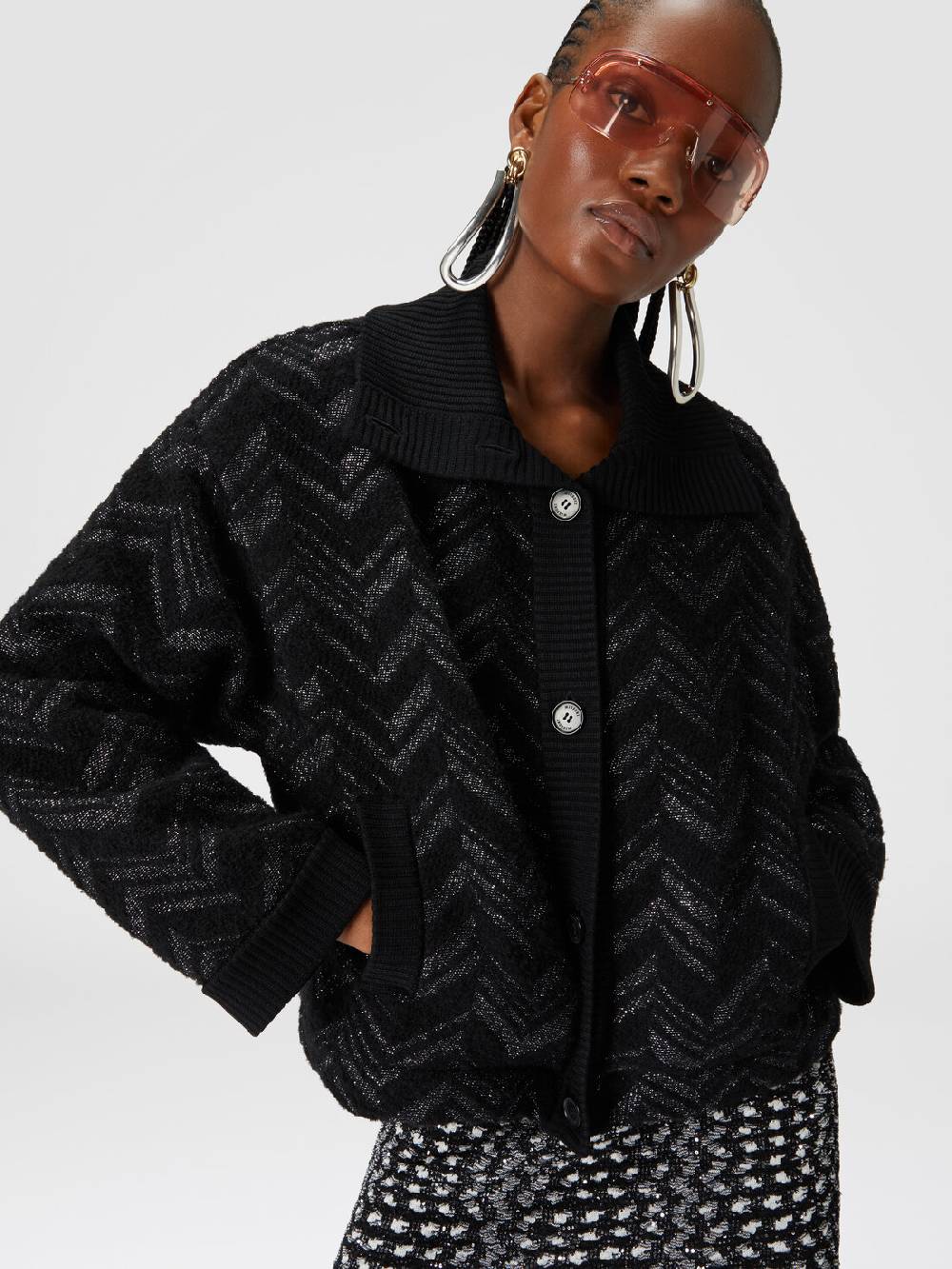 Missoni Giubbotto in maglia bouclé con chevron lamé Offerta