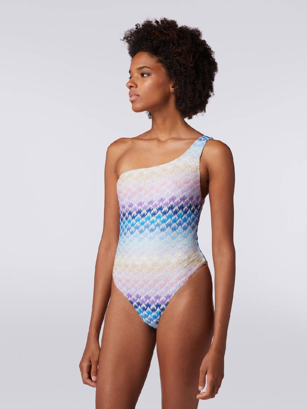 Missoni Costume intero monospalla effetto pizzo con lurex Economico