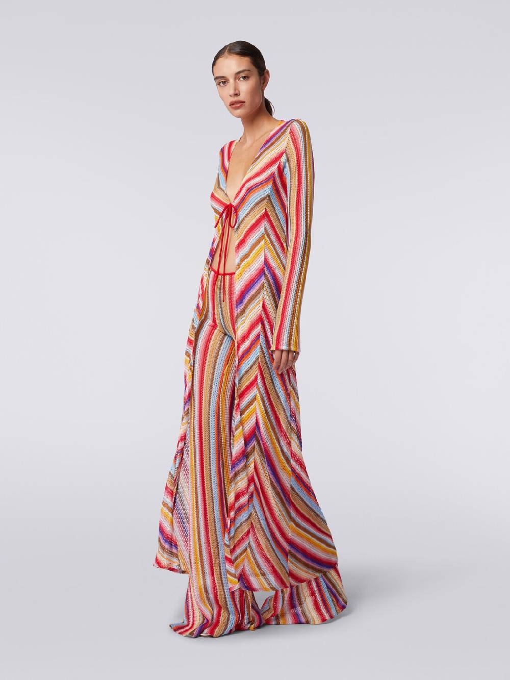 Missoni Cardigan copricostume lungo in crochet rigato Saldi