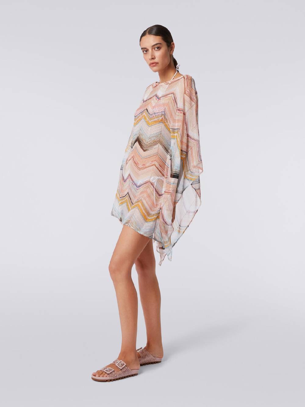 Missoni Caftano copricostume corto in misto viscosa zig zag con lurex Vendita Calda