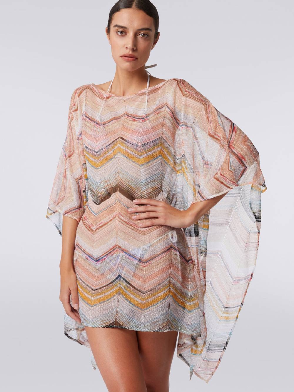 Missoni Caftano copricostume corto in misto viscosa zig zag con lurex Vendita Calda