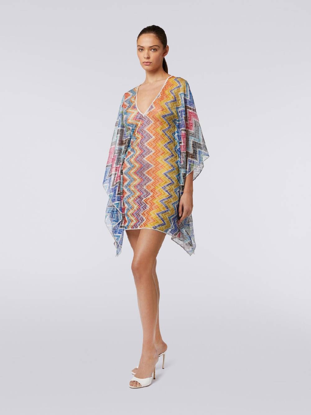 Missoni Caftano copricostume corto zig zag con lurex Saldi Di Fabbrica