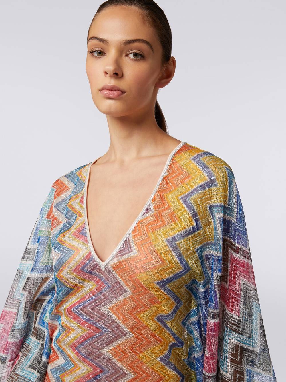 Missoni Caftano copricostume corto zig zag con lurex Saldi Di Fabbrica